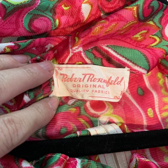 ROBERT ROSENFELD Vintage Red & Green Paisley Maxi Dress - Picture 15 of 16